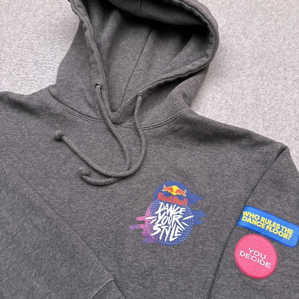 Red Bull "Dance Your Style" Pullover Hoodie Men's Medium‎ Gray Fleece Sweatshirt